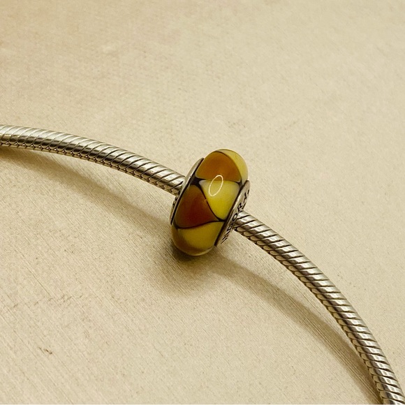 EUC Pandora 790638 Sterling Silver Captivating Amber Murano Glass Charm - Picture 3 of 12